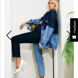 Straight leg two-tone jeans